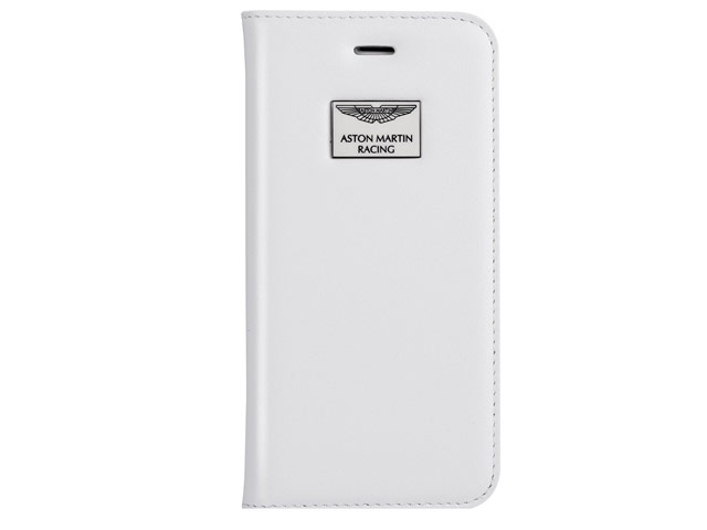 Чехол Aston Martin Luxury Folio case для Apple iPhone SE (белый, кожаный)