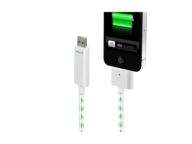 USB-кабель Dexim Visible Green для Apple iPad/iPhone/iPod (с индикацией) (белый/голубой)