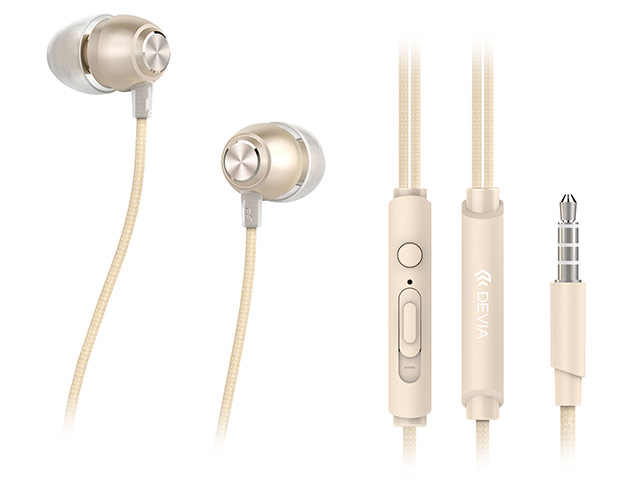 Наушники Devia Marron P1 In-Ear Headphones (золотистые, пульт/микрофон, 20-20000 Гц)