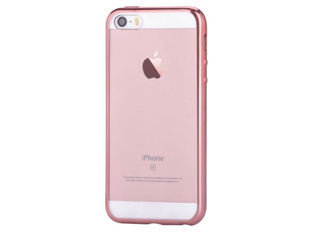 Чехол Devia Glitter case для Apple iPhone SE (розово-золотистый, гелевый)