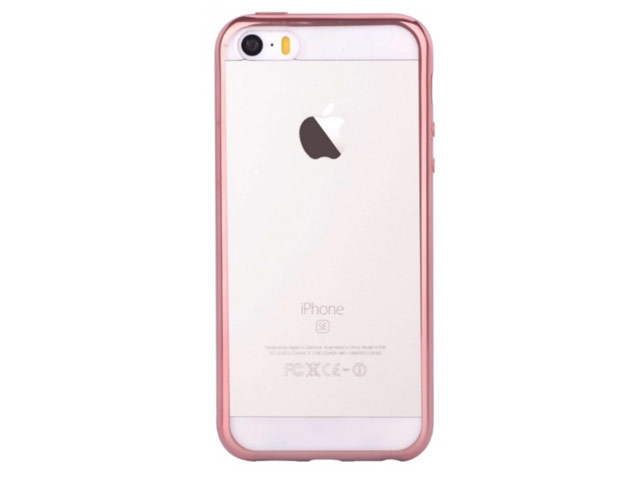 Чехол Devia Glitter case для Apple iPhone SE (розово-золотистый, гелевый)
