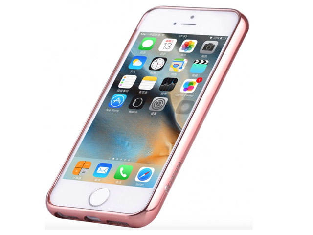 Чехол Devia Glitter case для Apple iPhone SE (розово-золотистый, гелевый)
