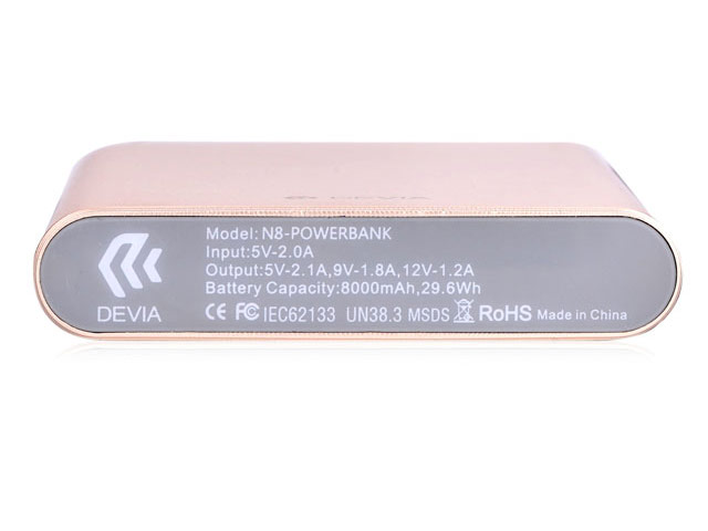 Внешняя батарея Devia King Kong QC 2.0 Power Bank универсальная (8000 mAh, золотистая, Fast Charge)