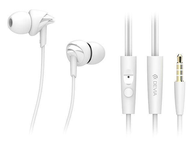 Наушники Devia Ripple D1 In-Ear Headphones (белые, пульт/микрофон, 20-20000 Гц)