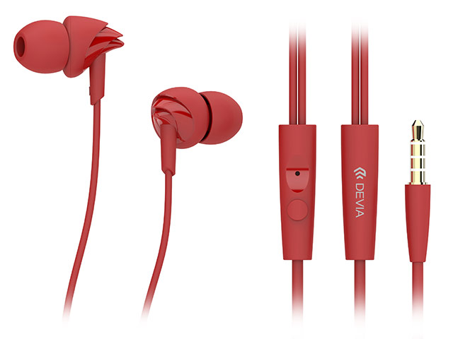 Наушники Devia Ripple D1 In-Ear Headphones (красные, пульт/микрофон, 20-20000 Гц)