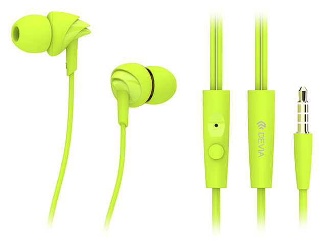 Наушники Devia Ripple D1 In-Ear Headphones (зеленые, пульт/микрофон, 20-20000 Гц)