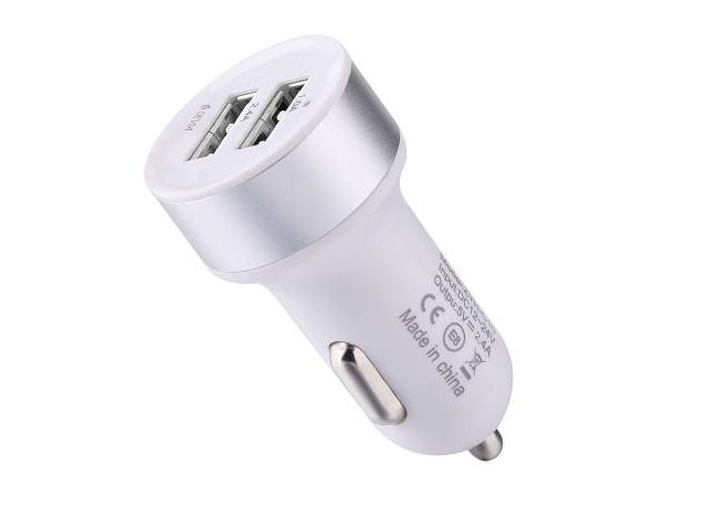 Зарядное устройство Devia Smart Dual Car Charger универсальное (автомобильное, 2.4A, 2xUSB, серебристое)