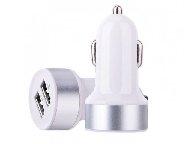 Зарядное устройство Devia Smart Dual Car Charger универсальное (автомобильное, 2.4A, 2xUSB, серебристое)