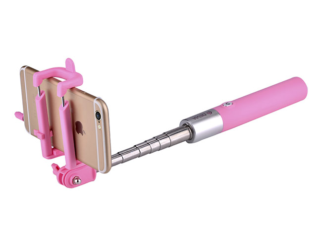 Монопод Devia Focus Selfie Stick Colorful универсальный (малиновый, проводной)