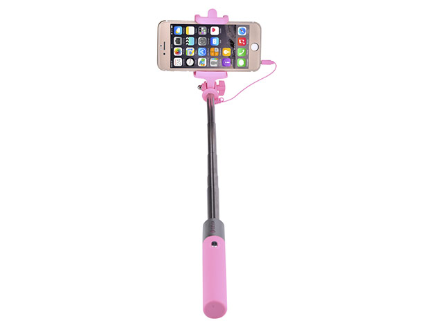 Монопод Devia Focus Selfie Stick Colorful универсальный (розовый, проводной)