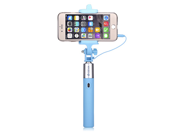 Монопод Devia Focus Selfie Stick Colorful универсальный (голубой, проводной)