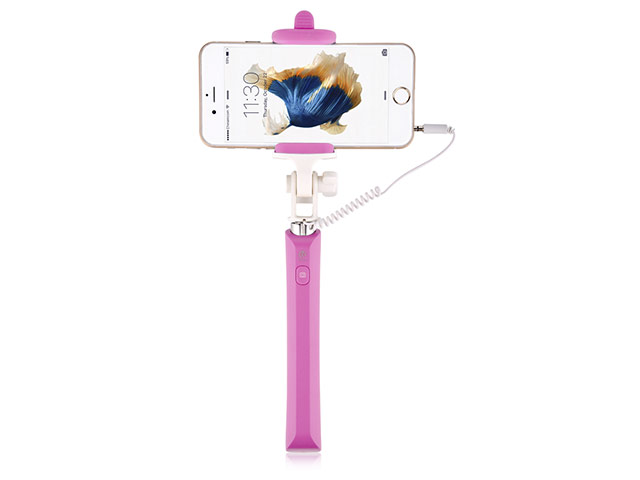 Монопод Devia Focus Selfie Stick Acme универсальный (розовый, проводной)