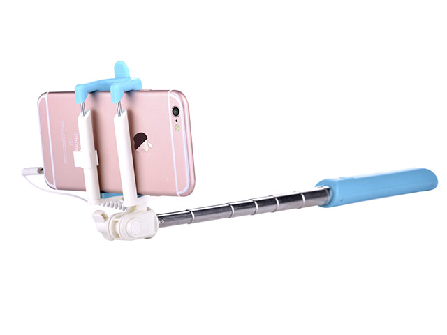 Монопод Devia Focus Selfie Stick Acme универсальный (голубой, проводной)