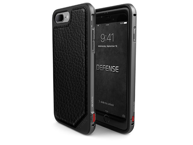 Чехол X-doria Defense Lux для Apple iPhone 7 plus (Black Leather, маталлический)