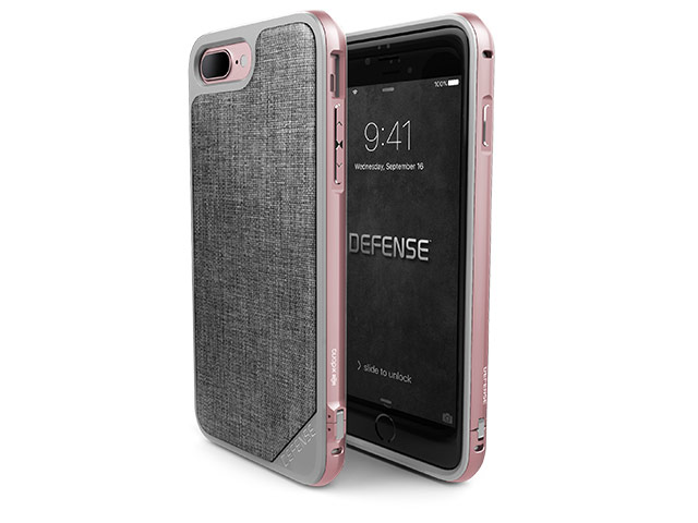 Чехол X-doria Defense Lux для Apple iPhone 7 plus (Rose Gold Grey Fabric, маталлический)