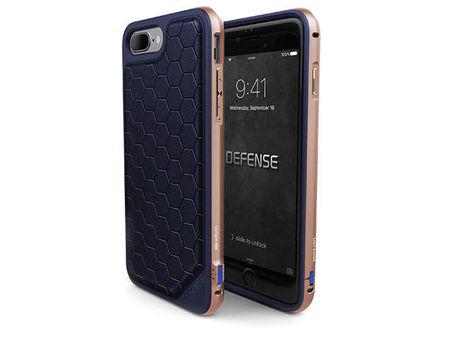 Чехол X-doria Defense Lux для Apple iPhone 7 plus (Blue and Gold, маталлический)