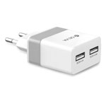 Зарядное устройство Devia Rockwall 2 Travel Charger универсальное (сетевое, 2.4A, 2xUSB, белое)