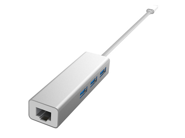 USB-хаб Devia Leopard универсальный (USB Type C 3.1, 3 USB-порта, USB 3.0, Ethernet-порт, серебристый)