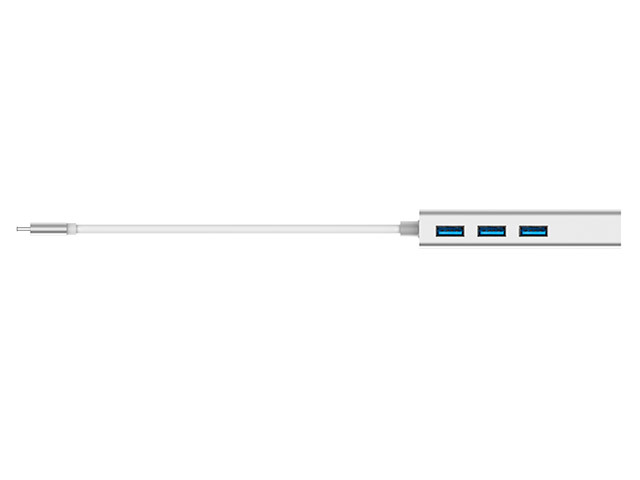 USB-хаб Devia Leopard универсальный (USB Type C 3.1, 3 USB-порта, USB 3.0, Ethernet-порт, серебристый)