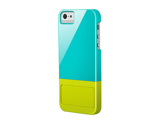 Чехол X-doria Kick Case для Apple iPhone 5 (голубой/желтый, пластиковый)