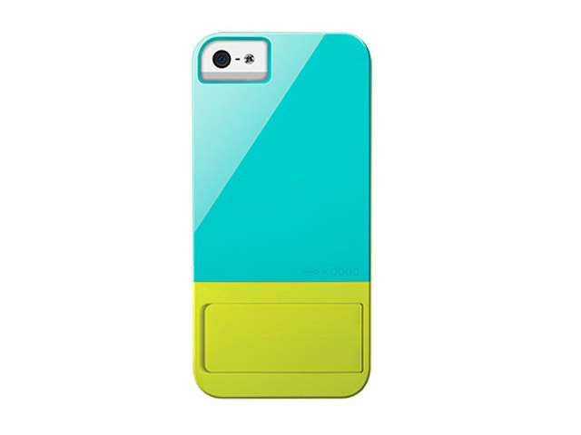 Чехол X-doria Kick Case для Apple iPhone 5 (голубой/желтый, пластиковый)