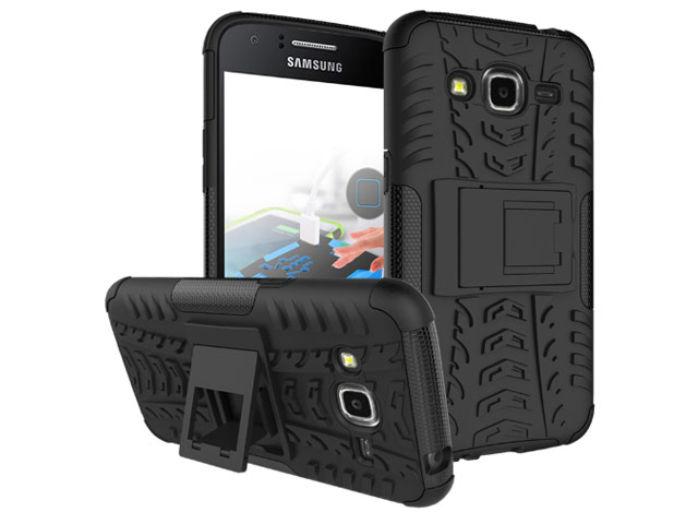 Чехол Yotrix Shockproof case для Samsung Galaxy J2 2016 (черный, пластиковый)