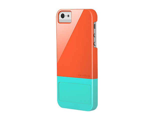 Чехол X-doria Kick Case для Apple iPhone 5 (оранжевый/голубой, пластиковый)