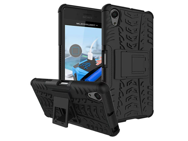 Чехол Yotrix Shockproof case для Sony Xperia X (черный, пластиковый)
