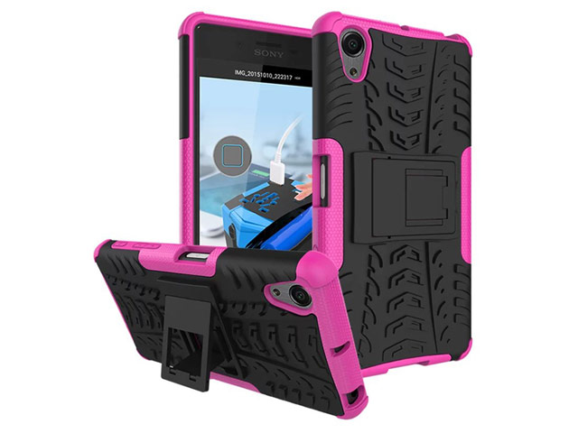 Чехол Yotrix Shockproof case для Sony Xperia X (розовый, пластиковый)