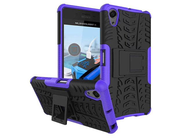 Чехол Yotrix Shockproof case для Sony Xperia X (фиолетовый, пластиковый)