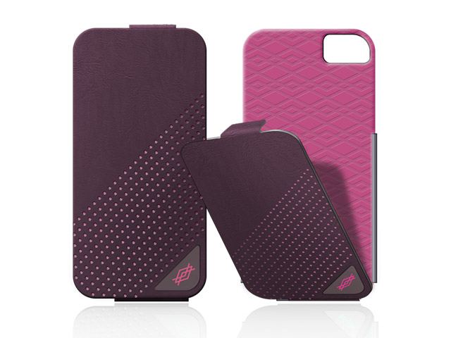 Чехол X-doria Dash Flip Case для Apple iPhone 5 (фиолетовый/розовый, кожанный)