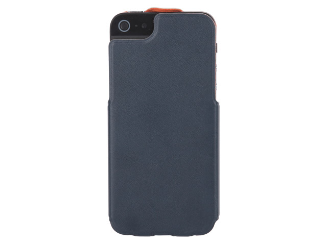 Чехол X-doria Dash Flip Case для Apple iPhone 5 (темно-синий/оранжевый, кожанный)
