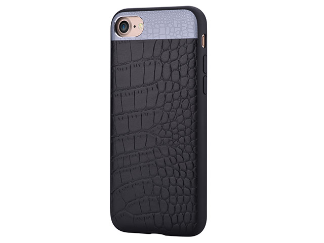 Чехол Comma Croco 2 Leather case для Apple iPhone 7 (черный, кожаный)