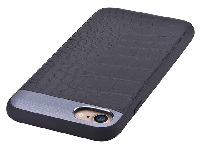 Чехол Comma Croco 2 Leather case для Apple iPhone 7 (черный, кожаный)