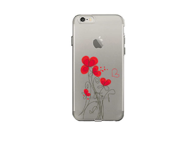 Чехол Azulo Fancy case для Apple iPhone 7 (Red Flowers, гелевый)