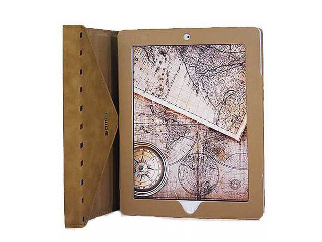 Чехол Samdi Postcard Leather Case для Apple iPad 2/new iPad (бежевый, кожанный)