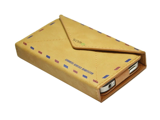Чехол Samdi Postcard Leather Case для Apple iPhone 4/4S (бежевый, кожанный)