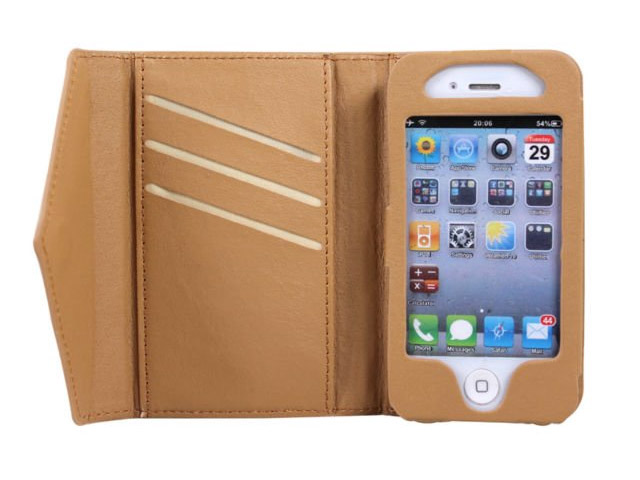Чехол Samdi Postcard Leather Case для Apple iPhone 4/4S (бежевый, кожанный)