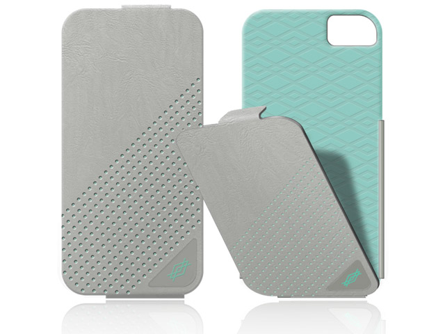 Чехол X-doria Dash Flip Case для Apple iPhone 5 (серый/голубой, кожанный)