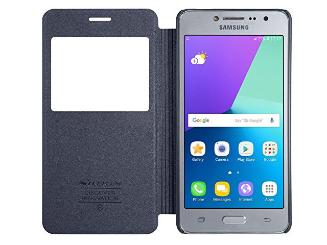 Чехол Nillkin Sparkle Leather Case для Samsung Galaxy J2 Prime (темно-серый, винилискожа)