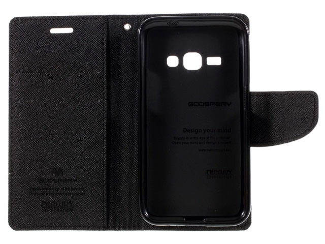 Чехол Mercury Goospery Fancy Diary Case для Samsung Galaxy J1 2016 J120 (черный/коричневый, винилискожа)