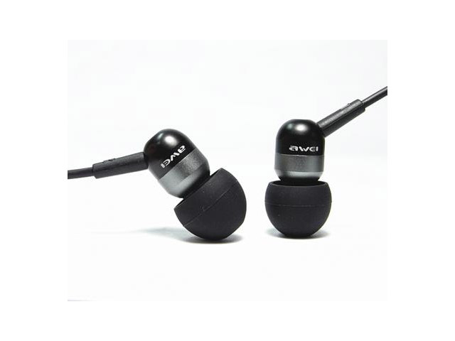 Наушники Awei Metal Earphones (с микрофоном) (20-20000 Гц, 7 мм) (черные)