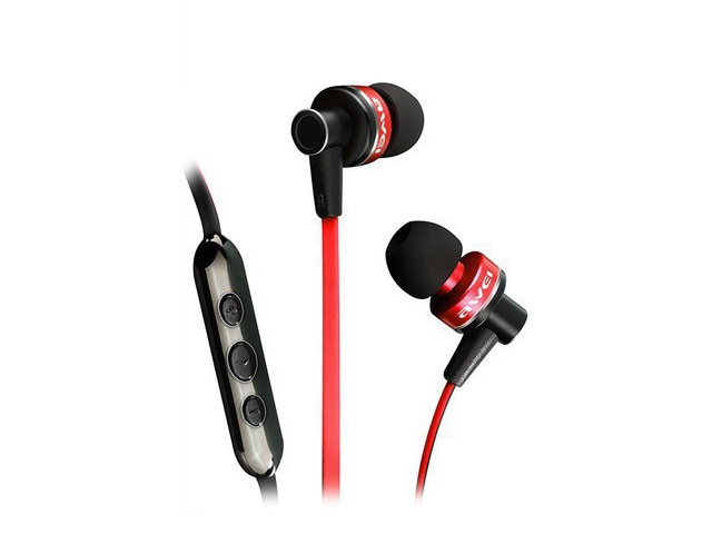 Наушники Awei Smart Earphone (пульт/микрофон) (20-20000 Гц, 11.5 мм) (красные)