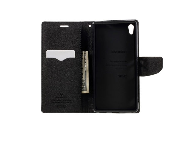Чехол Mercury Goospery Fancy Diary Case для Sony Xperia X (черный, винилискожа)