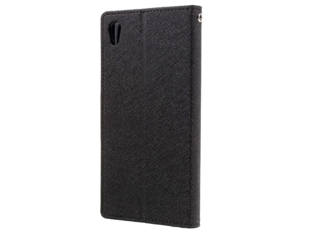 Чехол Mercury Goospery Fancy Diary Case для Sony Xperia X (черный/коричневый, винилискожа)
