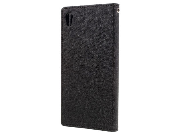 Чехол Mercury Goospery Fancy Diary Case для Sony Xperia XA (черный/коричневый, винилискожа)