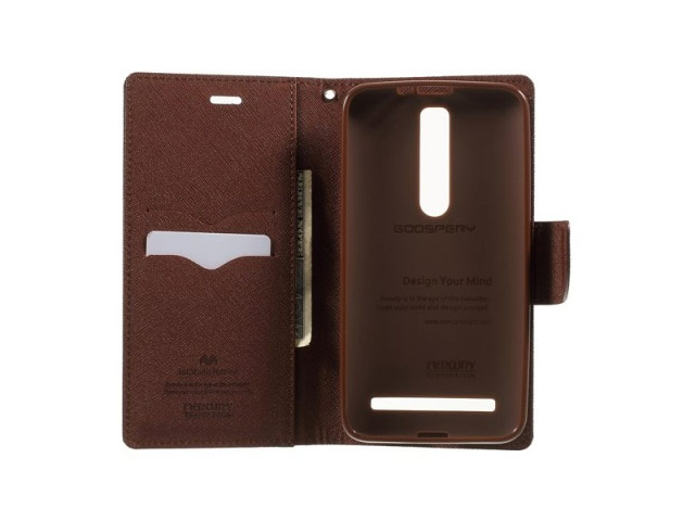 Чехол Mercury Goospery Fancy Diary Case для Asus ZenFone 2 ZE550ML (черный/коричневый, винилискожа)