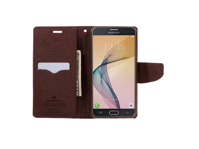 Чехол Mercury Goospery Fancy Diary Case для Samsung Galaxy J7 2016 J710 (черный/коричневый, винилискожа)