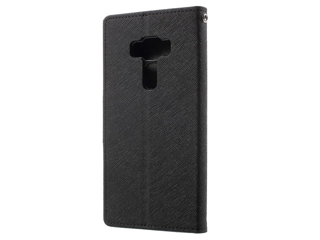 Чехол Mercury Goospery Fancy Diary Case для Asus Zenfone 3 Deluxe ZS570KL (черный/коричневый, винилискожа)