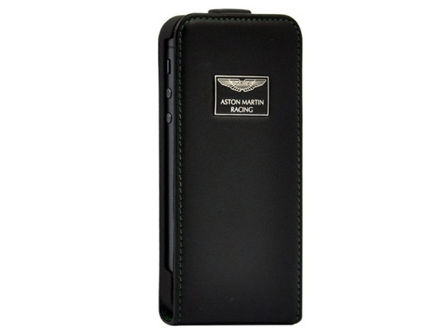 Чехол Aston Martin Luxury Flip case для Apple iPhone SE (черный, кожаный)